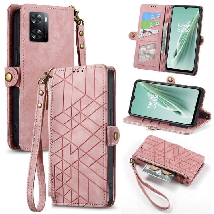 Geometric Zipper Wallet Side Buckle Leather Phone Case, For OnePlus Nord 2T, For OnePlus Nord CE 2 5G, For OnePlus 10 Pro 5G, For OnePlus N20 5G