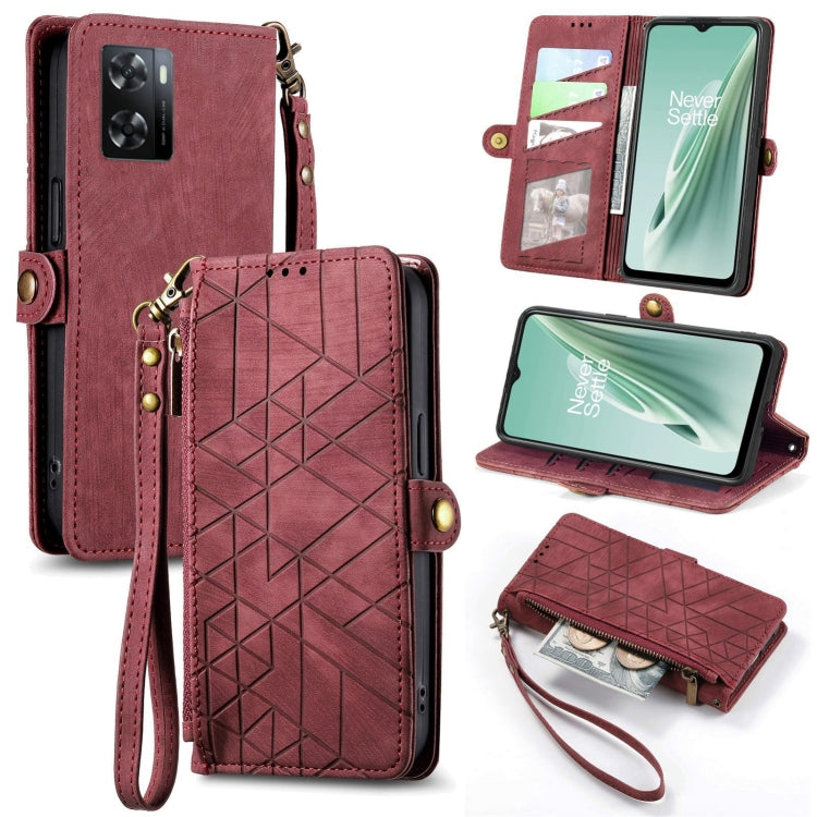 Geometric Zipper Wallet Side Buckle Leather Phone Case, For OnePlus Nord 2T, For OnePlus Nord CE 2 5G, For OnePlus 10 Pro 5G, For OnePlus N20 5G