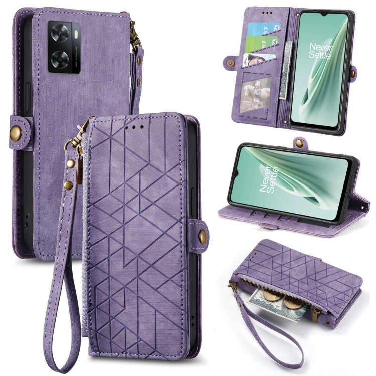 Geometric Zipper Wallet Side Buckle Leather Phone Case, For OnePlus Nord 2T, For OnePlus Nord CE 2 5G, For OnePlus 10 Pro 5G, For OnePlus N20 5G
