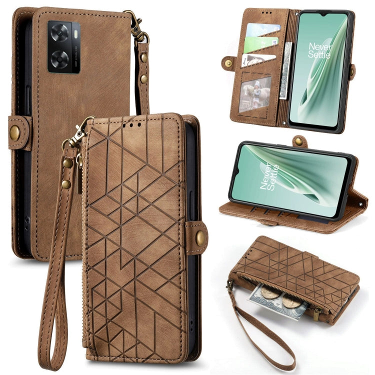Geometric Zipper Wallet Side Buckle Leather Phone Case, For OnePlus Nord 2T, For OnePlus Nord CE 2 5G, For OnePlus 10 Pro 5G, For OnePlus N20 5G