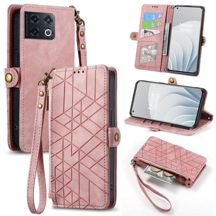 Geometric Zipper Wallet Side Buckle Leather Phone Case, For OnePlus Nord 2T, For OnePlus Nord CE 2 5G, For OnePlus 10 Pro 5G, For OnePlus N20 5G
