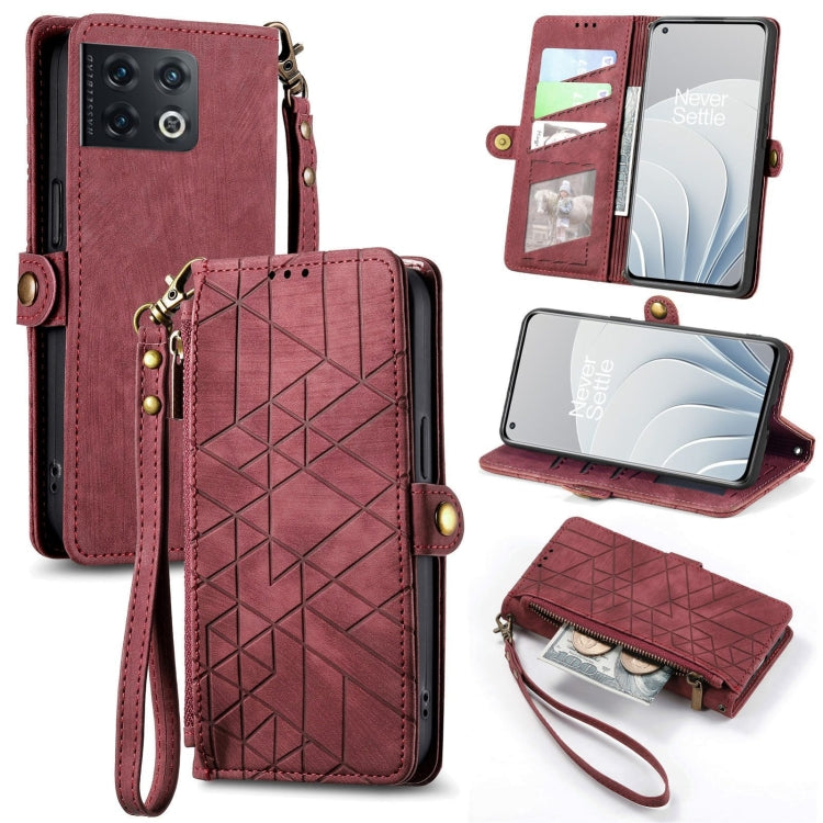 Geometric Zipper Wallet Side Buckle Leather Phone Case, For OnePlus Nord 2T, For OnePlus Nord CE 2 5G, For OnePlus 10 Pro 5G, For OnePlus N20 5G