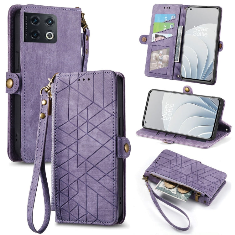 Geometric Zipper Wallet Side Buckle Leather Phone Case, For OnePlus Nord 2T, For OnePlus Nord CE 2 5G, For OnePlus 10 Pro 5G, For OnePlus N20 5G