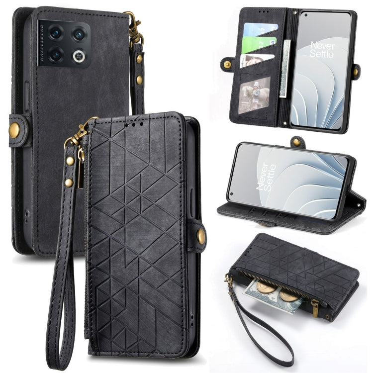 Geometric Zipper Wallet Side Buckle Leather Phone Case, For OnePlus Nord 2T, For OnePlus Nord CE 2 5G, For OnePlus 10 Pro 5G, For OnePlus N20 5G