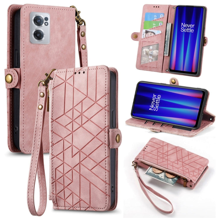 Geometric Zipper Wallet Side Buckle Leather Phone Case, For OnePlus Nord 2T, For OnePlus Nord CE 2 5G, For OnePlus 10 Pro 5G, For OnePlus N20 5G