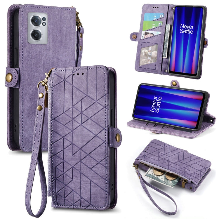 Geometric Zipper Wallet Side Buckle Leather Phone Case, For OnePlus Nord 2T, For OnePlus Nord CE 2 5G, For OnePlus 10 Pro 5G, For OnePlus N20 5G