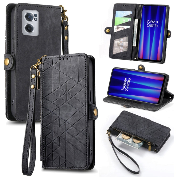 Geometric Zipper Wallet Side Buckle Leather Phone Case, For OnePlus Nord 2T, For OnePlus Nord CE 2 5G, For OnePlus 10 Pro 5G, For OnePlus N20 5G