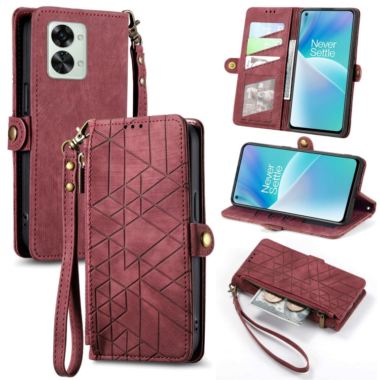 Geometric Zipper Wallet Side Buckle Leather Phone Case, For OnePlus Nord 2T, For OnePlus Nord CE 2 5G, For OnePlus 10 Pro 5G, For OnePlus N20 5G