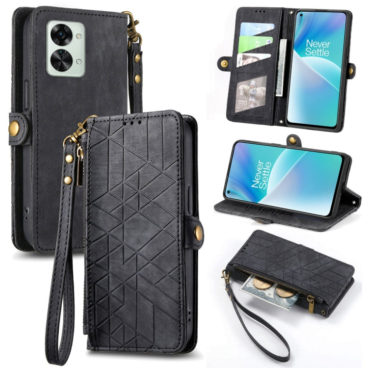 Geometric Zipper Wallet Side Buckle Leather Phone Case, For OnePlus Nord 2T, For OnePlus Nord CE 2 5G, For OnePlus 10 Pro 5G, For OnePlus N20 5G