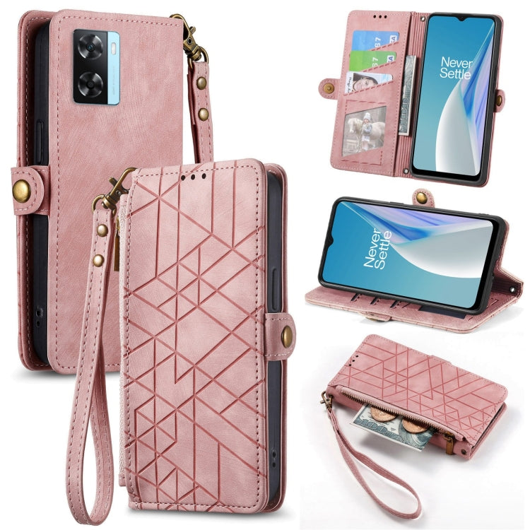 Geometric Zipper Wallet Side Buckle Leather Phone Case, For OnePlus 11R 5G, For OnePlus 11, For OnePlus Nord N300, For OnePlus N20 SE