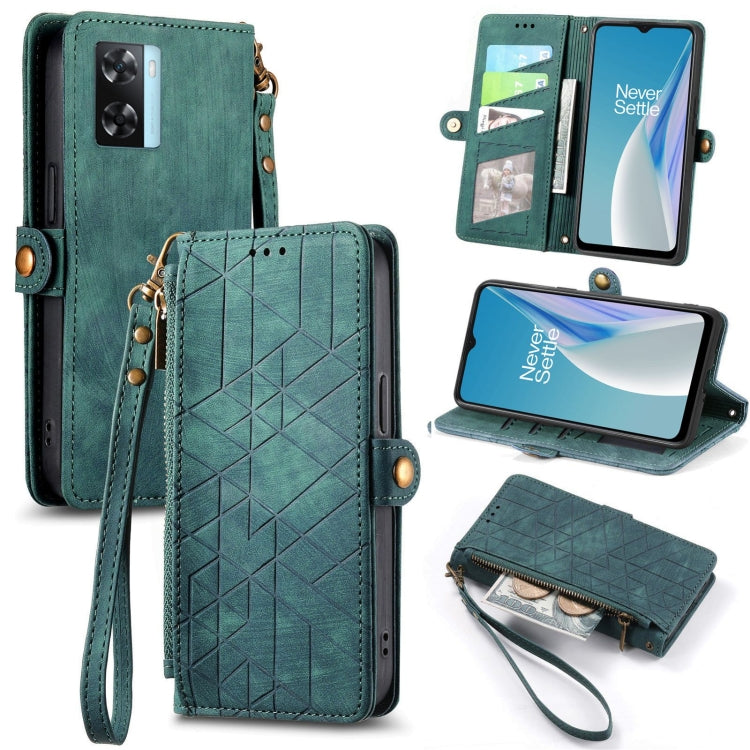 Geometric Zipper Wallet Side Buckle Leather Phone Case, For OnePlus 11R 5G, For OnePlus 11, For OnePlus Nord N300, For OnePlus N20 SE