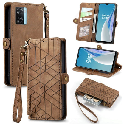 Geometric Zipper Wallet Side Buckle Leather Phone Case, For OnePlus 11R 5G, For OnePlus 11, For OnePlus Nord N300, For OnePlus N20 SE