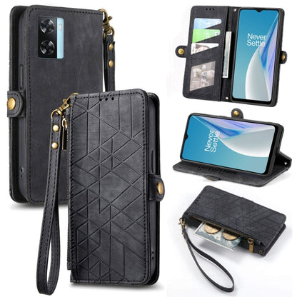 Geometric Zipper Wallet Side Buckle Leather Phone Case, For OnePlus 11R 5G, For OnePlus 11, For OnePlus Nord N300, For OnePlus N20 SE