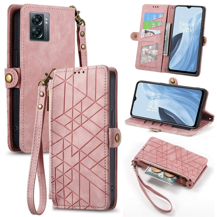 Geometric Zipper Wallet Side Buckle Leather Phone Case, For OnePlus 11R 5G, For OnePlus 11, For OnePlus Nord N300, For OnePlus N20 SE