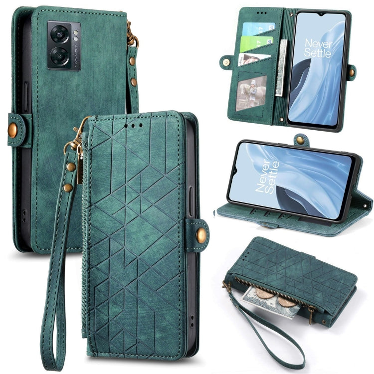 Geometric Zipper Wallet Side Buckle Leather Phone Case, For OnePlus 11R 5G, For OnePlus 11, For OnePlus Nord N300, For OnePlus N20 SE