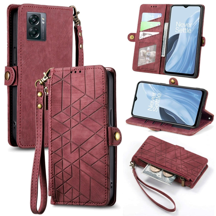 Geometric Zipper Wallet Side Buckle Leather Phone Case, For OnePlus 11R 5G, For OnePlus 11, For OnePlus Nord N300, For OnePlus N20 SE