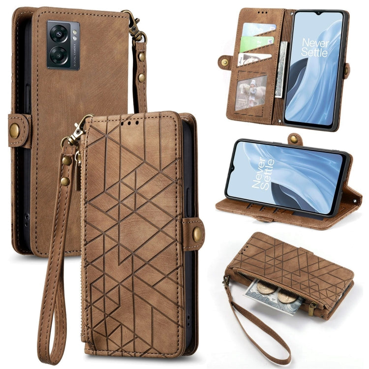 Geometric Zipper Wallet Side Buckle Leather Phone Case, For OnePlus 11R 5G, For OnePlus 11, For OnePlus Nord N300, For OnePlus N20 SE