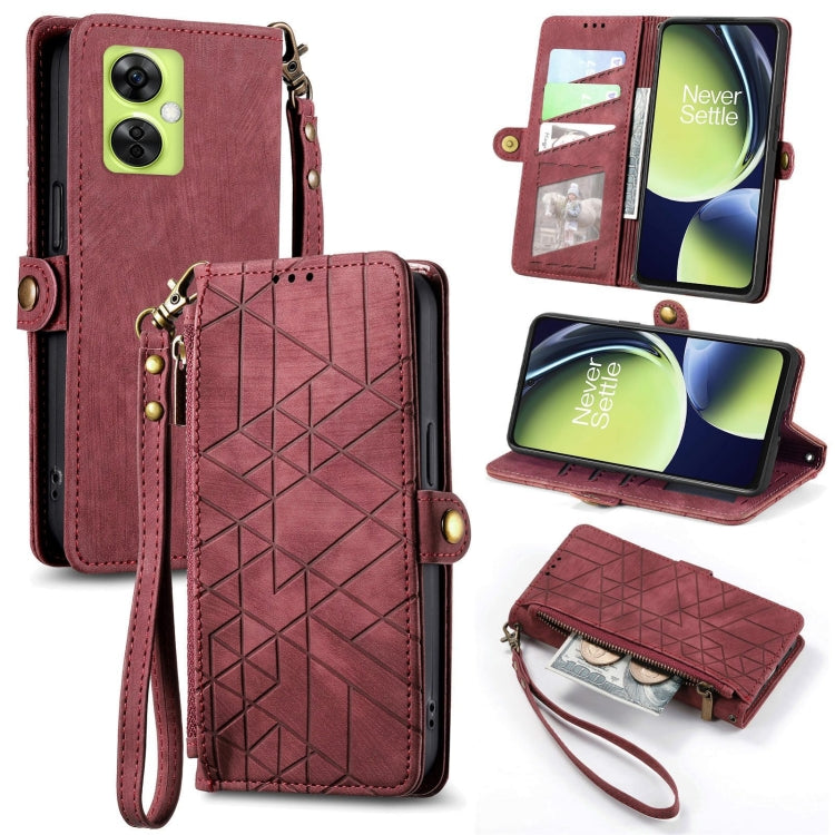 Geometric Zipper Wallet Side Buckle Leather Phone Case, For OnePlus Nord CE3, For OnePlus Nord N30, For OnePlus Nord CE3 Lite, For OnePlus Nord 3