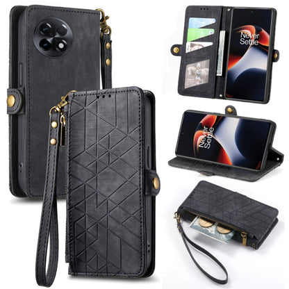 Geometric Zipper Wallet Side Buckle Leather Phone Case, For OnePlus 11R 5G, For OnePlus 11, For OnePlus Nord N300, For OnePlus N20 SE