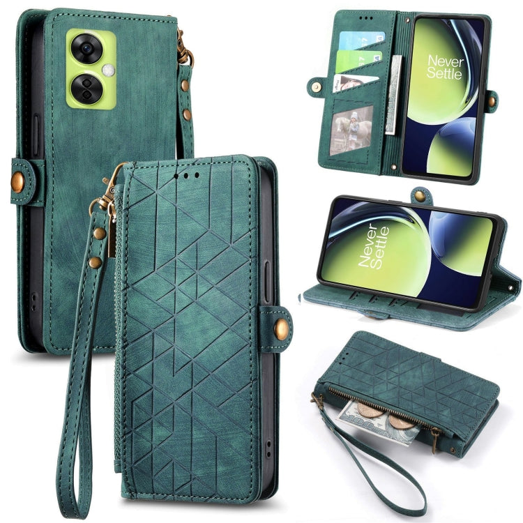 Geometric Zipper Wallet Side Buckle Leather Phone Case, For OnePlus Nord CE3, For OnePlus Nord N30, For OnePlus Nord CE3 Lite, For OnePlus Nord 3