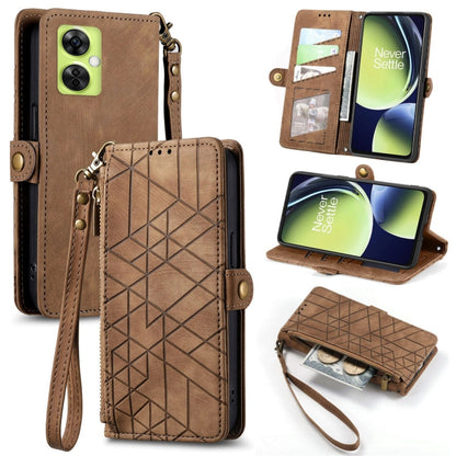 Geometric Zipper Wallet Side Buckle Leather Phone Case, For OnePlus Nord CE3, For OnePlus Nord N30, For OnePlus Nord CE3 Lite, For OnePlus Nord 3