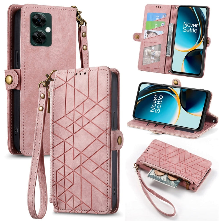 Geometric Zipper Wallet Side Buckle Leather Phone Case, For OnePlus Nord CE3, For OnePlus Nord N30, For OnePlus Nord CE3 Lite, For OnePlus Nord 3