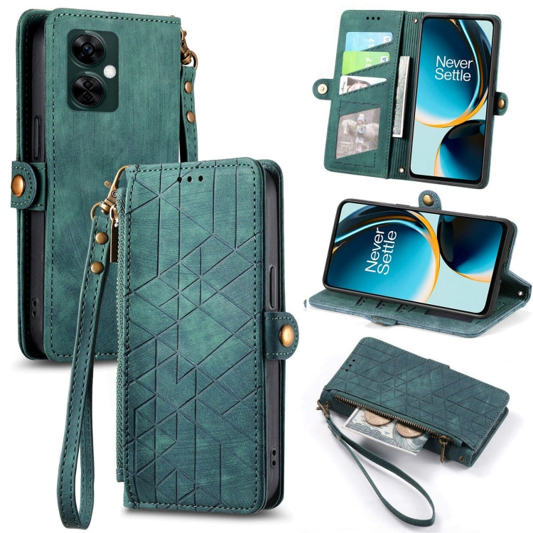 Geometric Zipper Wallet Side Buckle Leather Phone Case, For OnePlus Nord CE3, For OnePlus Nord N30, For OnePlus Nord CE3 Lite, For OnePlus Nord 3