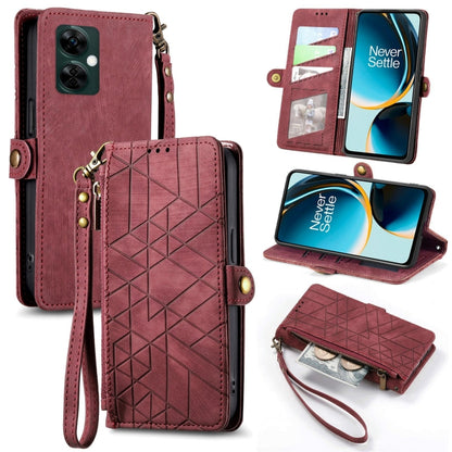 Geometric Zipper Wallet Side Buckle Leather Phone Case, For OnePlus Nord CE3, For OnePlus Nord N30, For OnePlus Nord CE3 Lite, For OnePlus Nord 3