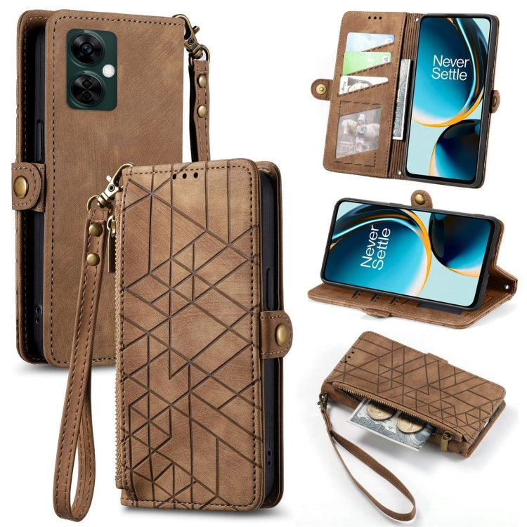 Geometric Zipper Wallet Side Buckle Leather Phone Case, For OnePlus Nord CE3, For OnePlus Nord N30, For OnePlus Nord CE3 Lite, For OnePlus Nord 3