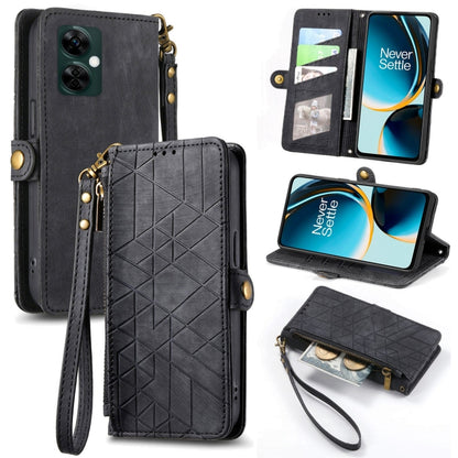 Geometric Zipper Wallet Side Buckle Leather Phone Case, For OnePlus Nord CE3, For OnePlus Nord N30, For OnePlus Nord CE3 Lite, For OnePlus Nord 3