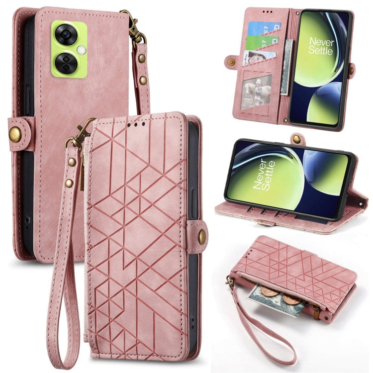 Geometric Zipper Wallet Side Buckle Leather Phone Case, For OnePlus Nord CE3, For OnePlus Nord N30, For OnePlus Nord CE3 Lite, For OnePlus Nord 3