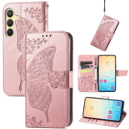 Butterfly Love Flower Embossed Leather Phone Case, For Samsung Galaxy M34 5G, For Samsung Galaxy A25 5G, For Samsung Galaxy S23 FE 5G