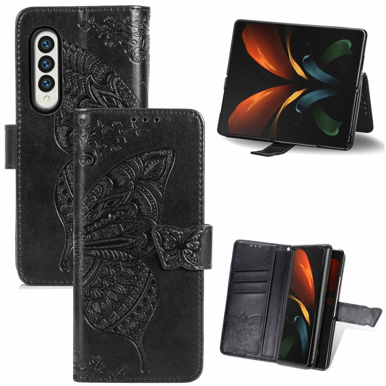 Butterfly Love Flower Embossed Leather Phone Case, For Samsung Galaxy Z Fold5