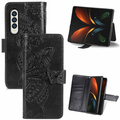 Butterfly Love Flower Embossed Leather Phone Case, For Samsung Galaxy Z Fold5