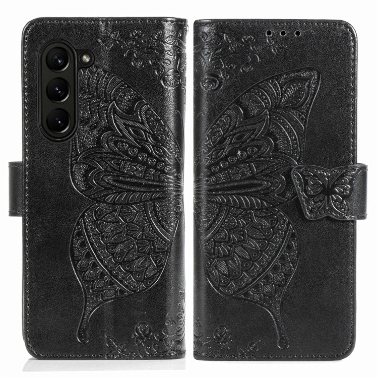 Butterfly Love Flower Embossed Leather Phone Case, For Samsung Galaxy Z Fold5