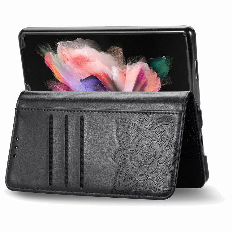 Butterfly Love Flower Embossed Leather Phone Case, For Samsung Galaxy Z Fold5
