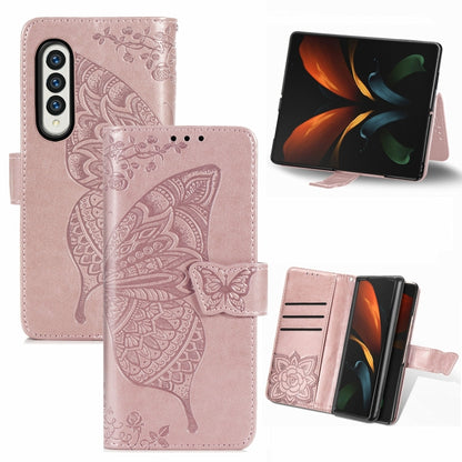Butterfly Love Flower Embossed Leather Phone Case, For Samsung Galaxy Z Fold5