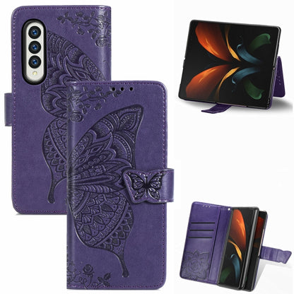 Butterfly Love Flower Embossed Leather Phone Case, For Samsung Galaxy Z Fold5