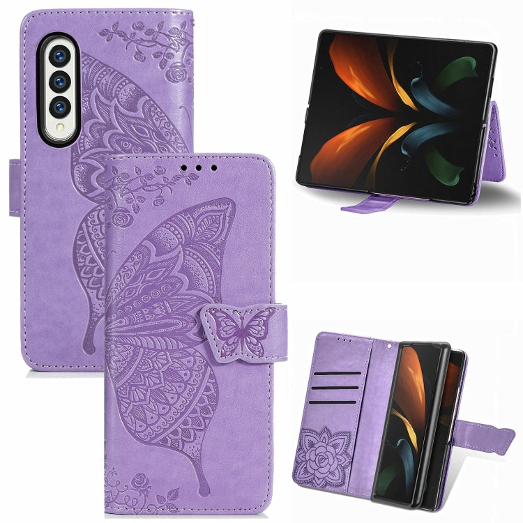 Butterfly Love Flower Embossed Leather Phone Case, For Samsung Galaxy Z Fold5