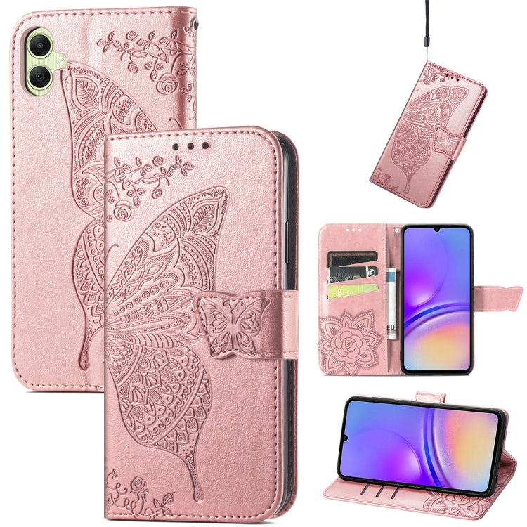 Butterfly Love Flower Embossed Leather Phone Case, For Samsung Galaxy A15, For Samsung Galaxy A05, For Samsung Galaxy A05s