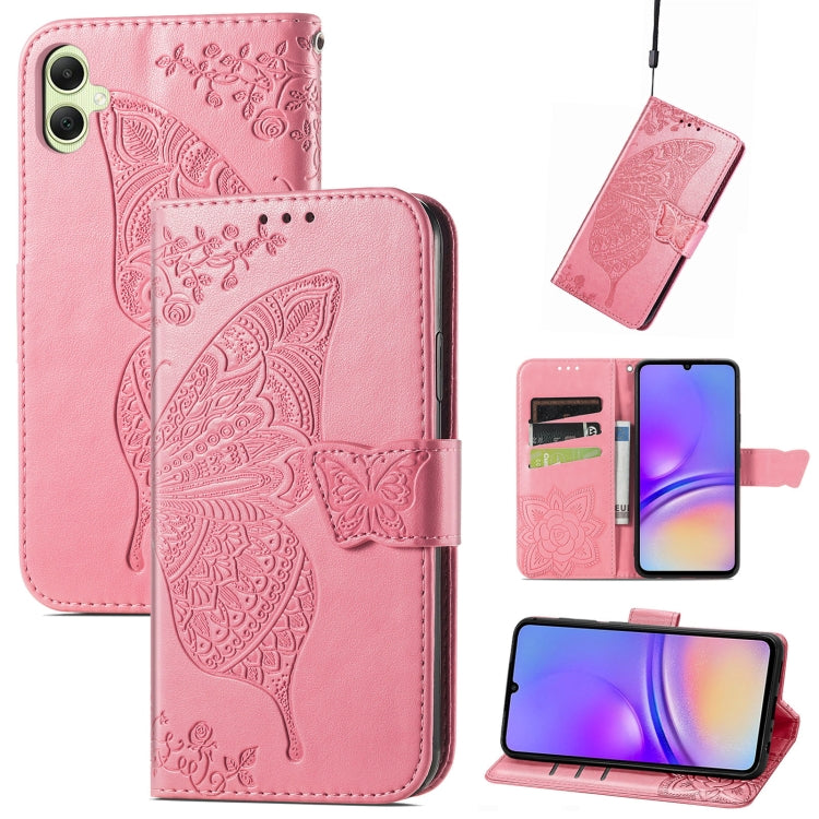 Butterfly Love Flower Embossed Leather Phone Case, For Samsung Galaxy A15, For Samsung Galaxy A05, For Samsung Galaxy A05s