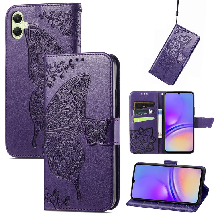 Butterfly Love Flower Embossed Leather Phone Case, For Samsung Galaxy A15, For Samsung Galaxy A05, For Samsung Galaxy A05s