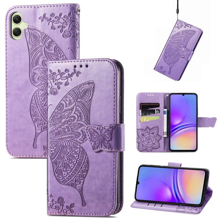 Butterfly Love Flower Embossed Leather Phone Case, For Samsung Galaxy A15, For Samsung Galaxy A05, For Samsung Galaxy A05s