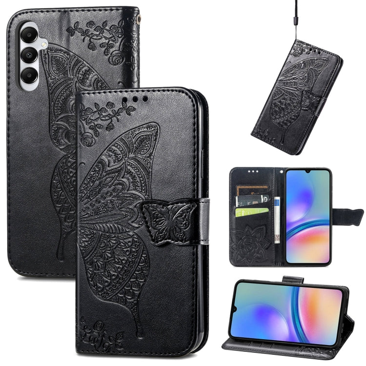 Butterfly Love Flower Embossed Leather Phone Case, For Samsung Galaxy A15, For Samsung Galaxy A05, For Samsung Galaxy A05s