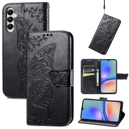 Butterfly Love Flower Embossed Leather Phone Case, For Samsung Galaxy A15, For Samsung Galaxy A05, For Samsung Galaxy A05s