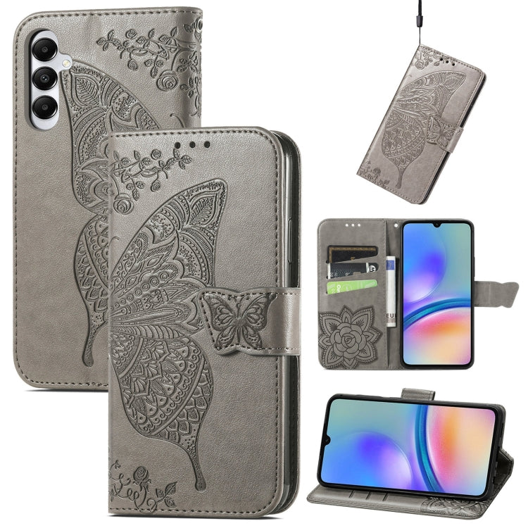 Butterfly Love Flower Embossed Leather Phone Case, For Samsung Galaxy A15, For Samsung Galaxy A05, For Samsung Galaxy A05s