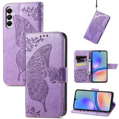 Butterfly Love Flower Embossed Leather Phone Case, For Samsung Galaxy A15, For Samsung Galaxy A05, For Samsung Galaxy A05s
