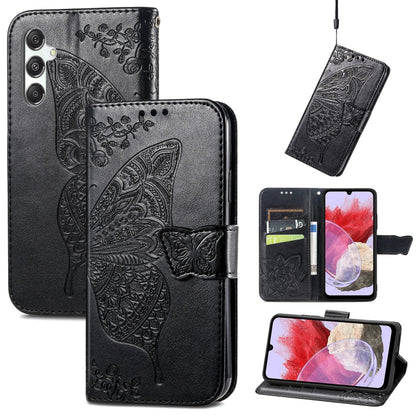 Butterfly Love Flower Embossed Leather Phone Case, For Samsung Galaxy M34 5G, For Samsung Galaxy A25 5G, For Samsung Galaxy S23 FE 5G