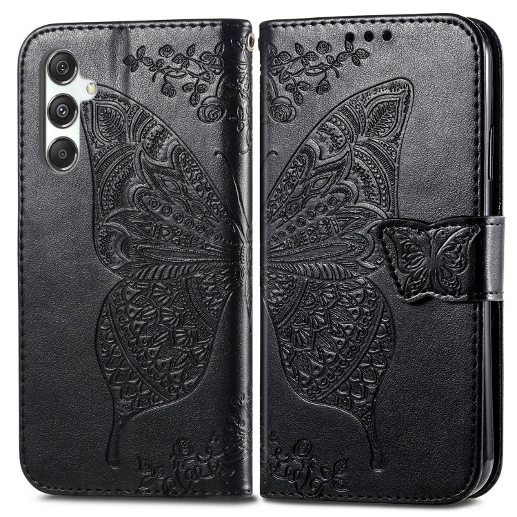Butterfly Love Flower Embossed Leather Phone Case, For Samsung Galaxy M34 5G, For Samsung Galaxy A25 5G, For Samsung Galaxy S23 FE 5G