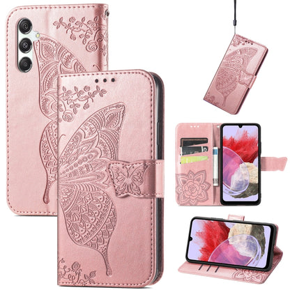 Butterfly Love Flower Embossed Leather Phone Case, For Samsung Galaxy M34 5G, For Samsung Galaxy A25 5G, For Samsung Galaxy S23 FE 5G